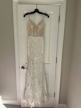 Sherri Hill Ivory Sequin Evening Gown style 55360 size 0
